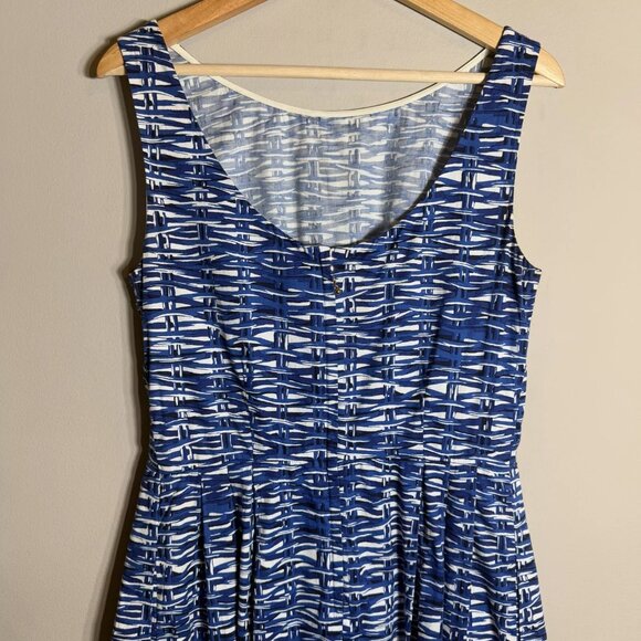 Kate Spade Sonja Striped Dress Women's 8 Blue White Fit & Flare Pleated Pockets - Picture 6 of 10